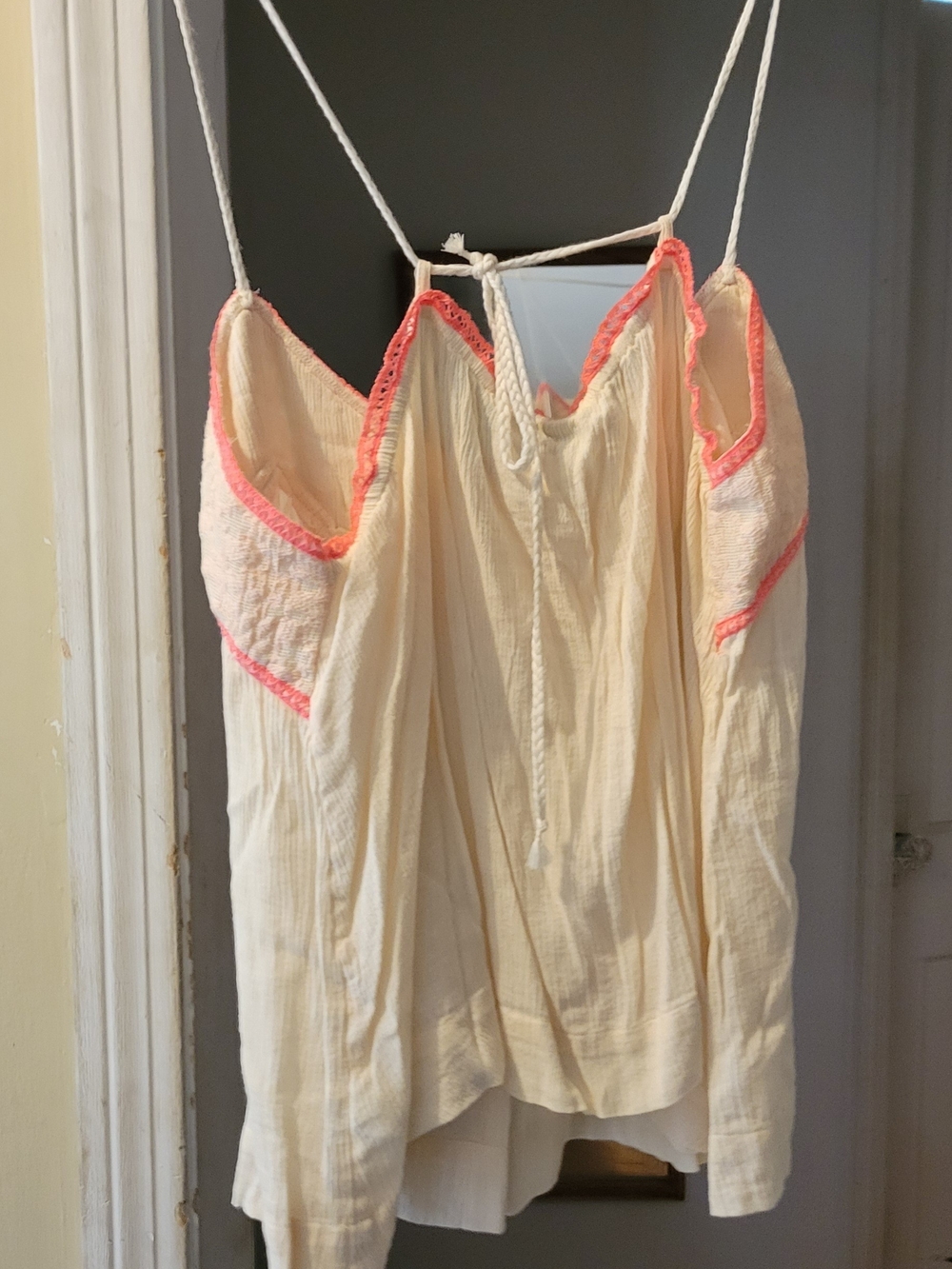 American Eagle Outfitters Cream Cami with Coral Trim - Picture 3 of 3